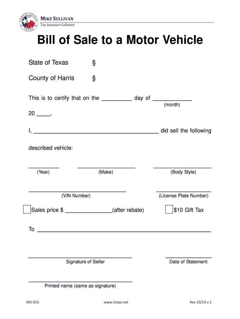 2013 2021 Form TX MV 015 Fill Online Printable Fillable Blank