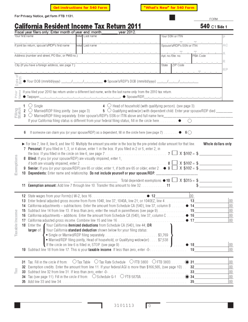 540EZ FORM PDF
