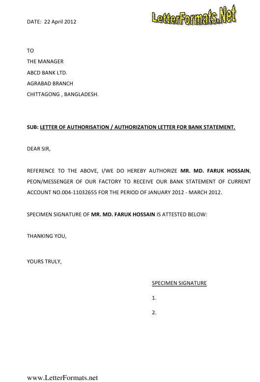 Chittagong Bangladesh Sample Letter Of Authorisation Authorization 