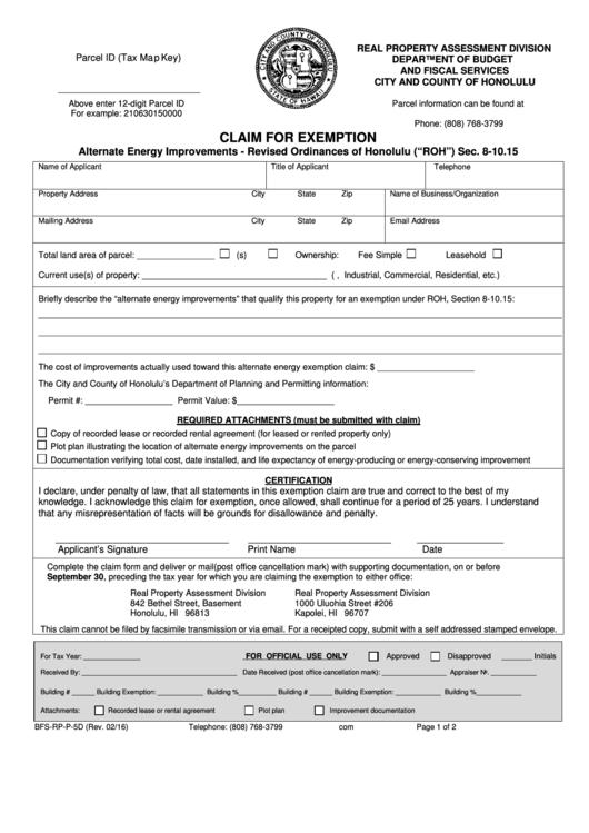 Fillable Claim For Exemption Form Printable Pdf Download CountyForms