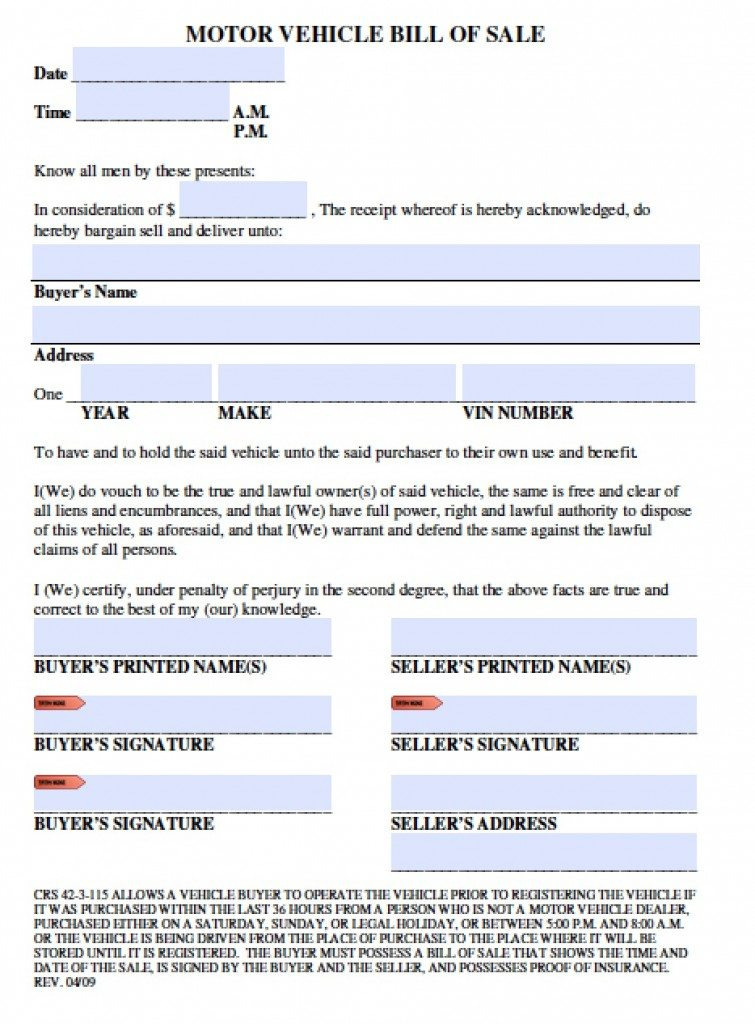 Free Jefferson County Colorado Bill Of Sale Form PDF Word doc 