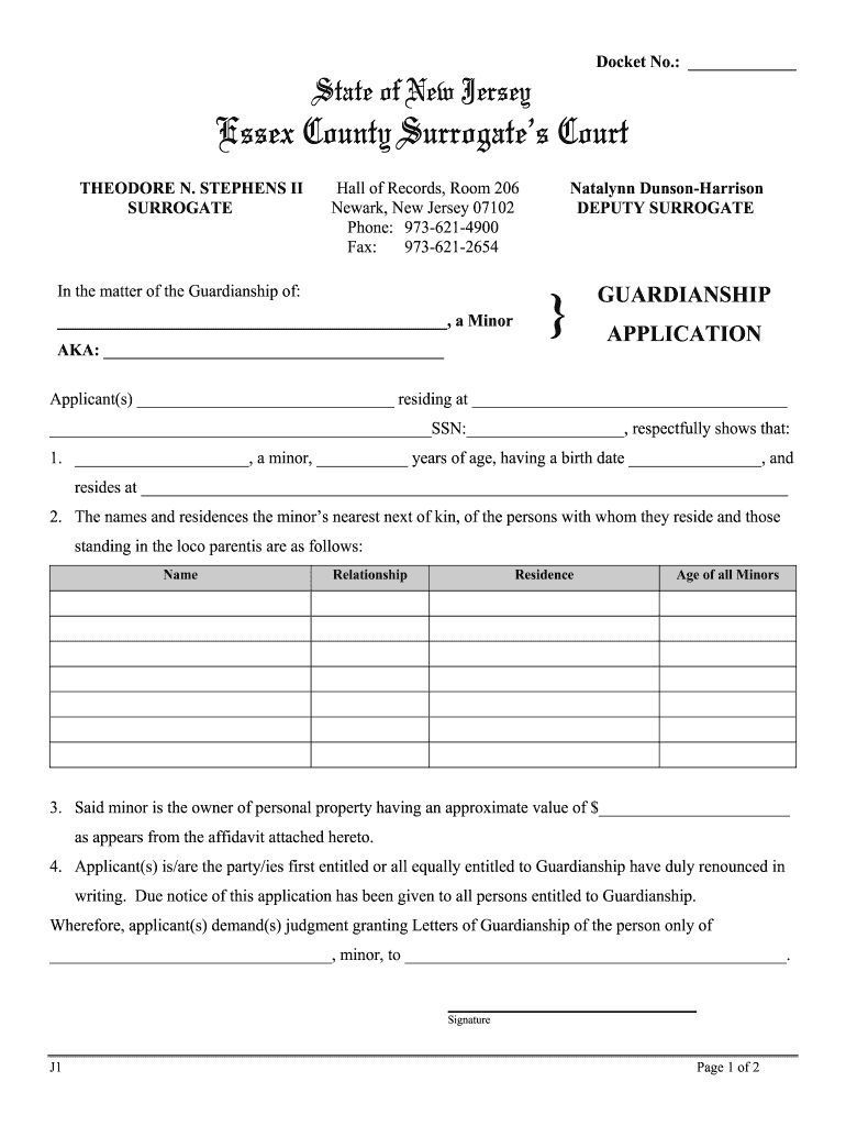 Ocean County Surrogate s Office Forms Fill Online Printable