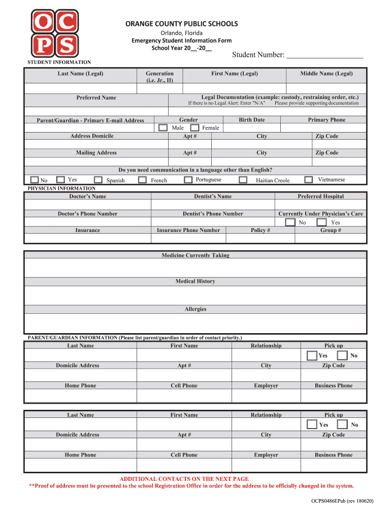 ORANGE COUNTY PUBLIC SCHOOLS Student Number Fill Out And Sign 