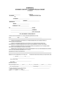 Subpoena Form Summit County Common Pleas Court Printable Pdf Download Subpoena Form Summit County Common Pleas Court Printable Pdf Download