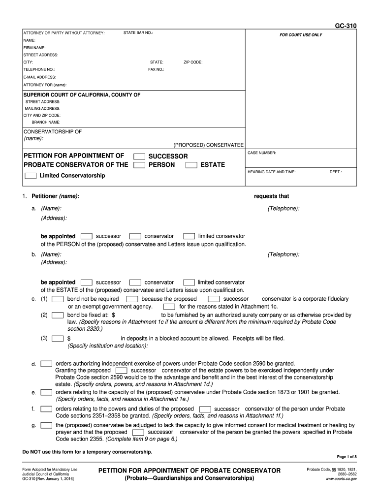2016 2021 Form CA GC 310 Fill Online Printable Fillable Blank 