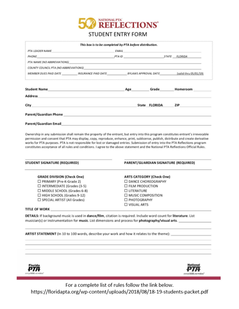 Entry Form Lake Magdalene Elementary PTA