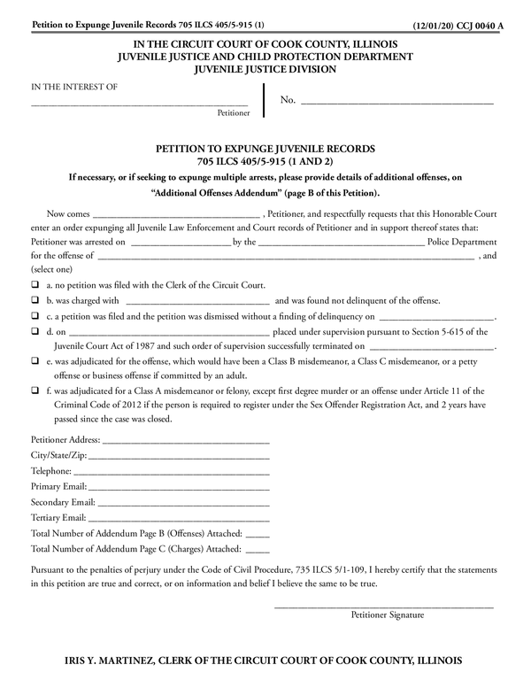 Fill Free Fillable State Of Illinois Cook County Clerk Of The Circuit 