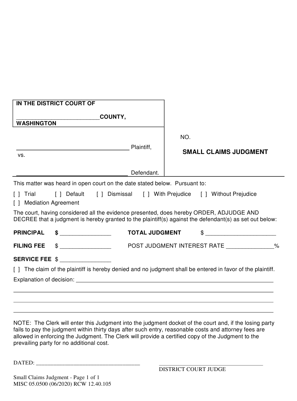 Form MISC05 0500 Download Printable PDF Or Fill Online Small Claims Form MISC05 0500 Download Printable PDF Or Fill Online Small Claims