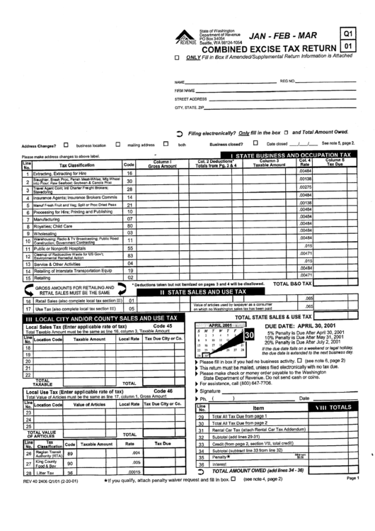 Form Rev 402406 Combined Excise Tax Return Printable Pdf Download