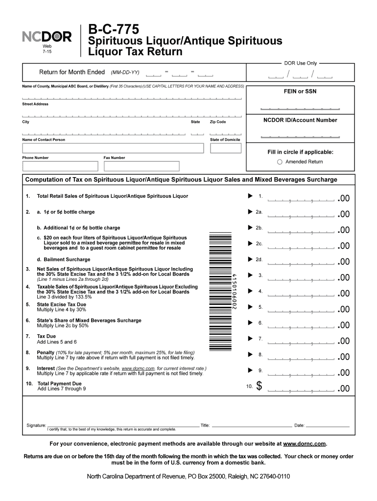 2015 Form NC DoR B C 775 Fill Online Printable Fillable Blank 