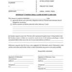 Answer To Debt Collection Lawsuit Example Texas PDF Form Fill Out And