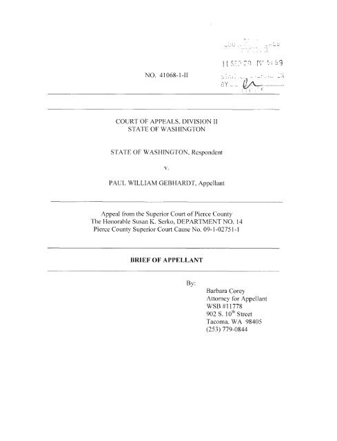 Appeal From The Superior Court Of Pierce County Washington State Appeal From The Superior Court Of Pierce County Washington State