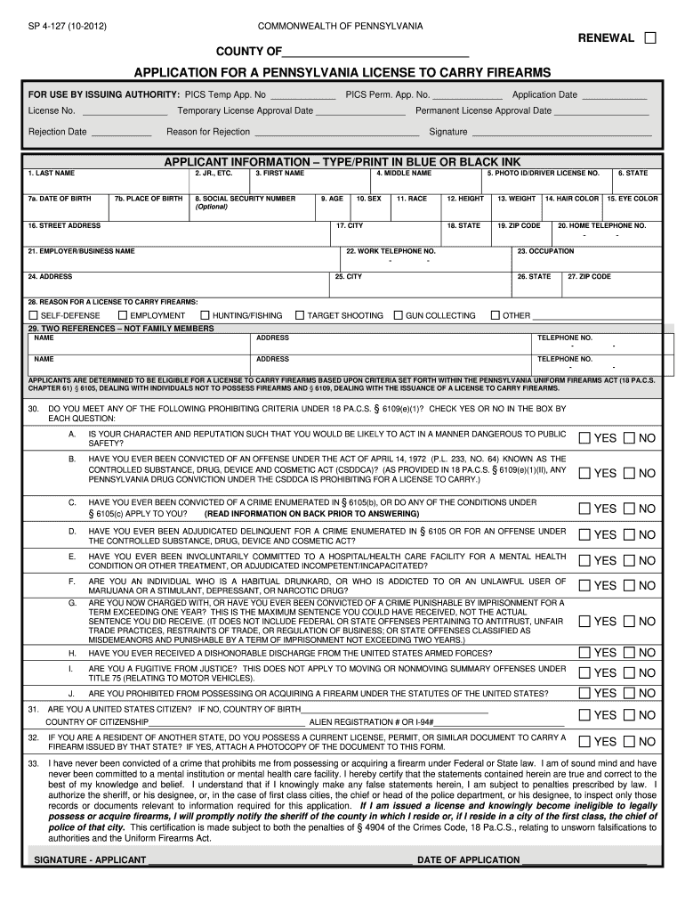 Bucks County Carry Permit Fill Out Sign Online DocHub