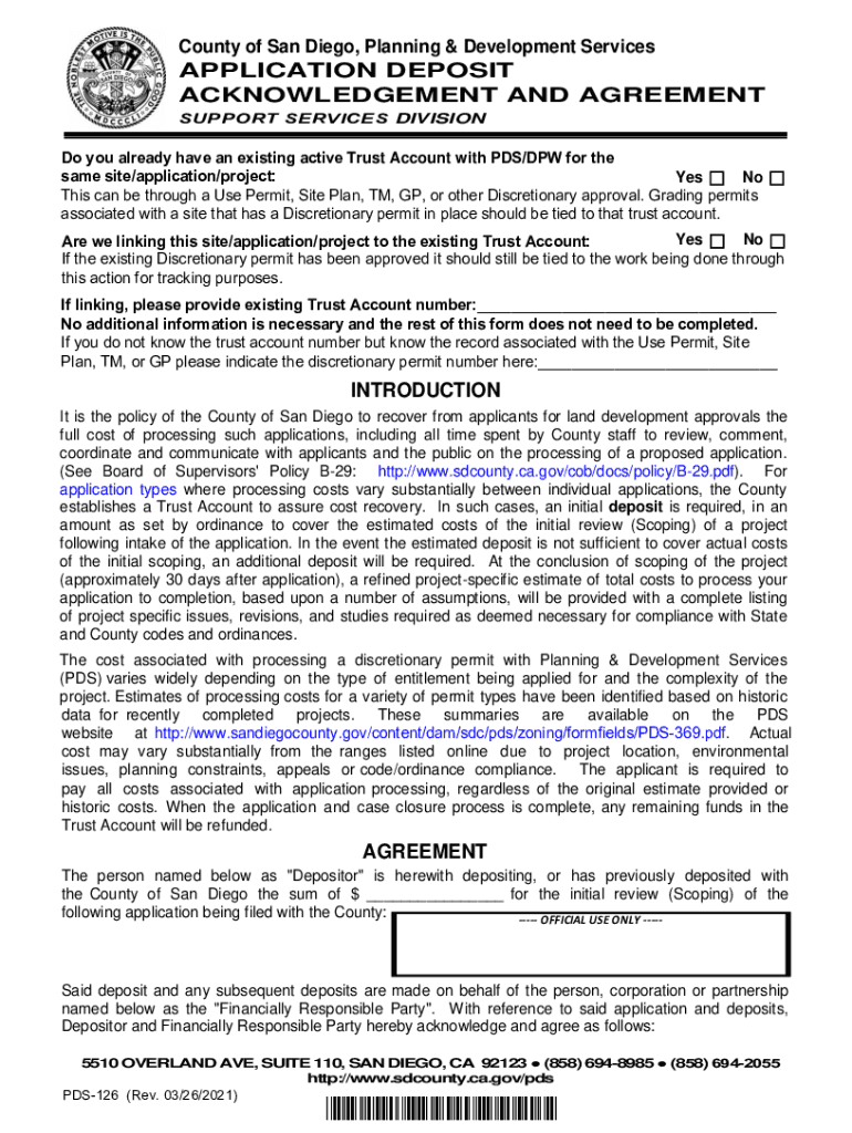 CA Form PDS 126 San Diego County 2021 Fill And Sign Printable 