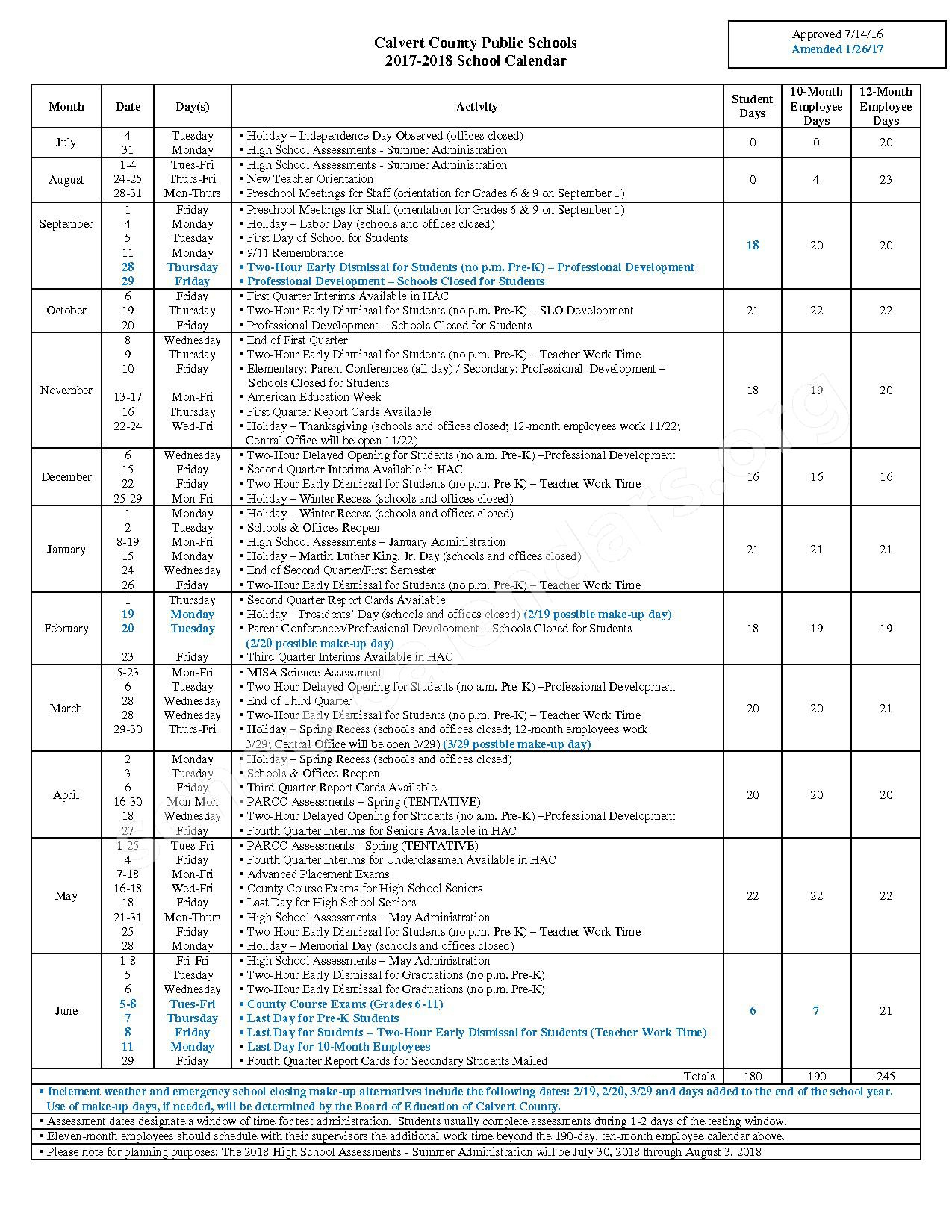Calvert County Public Schools Calendars Prince Frederick MD Calvert County Public Schools Calendars Prince Frederick MD