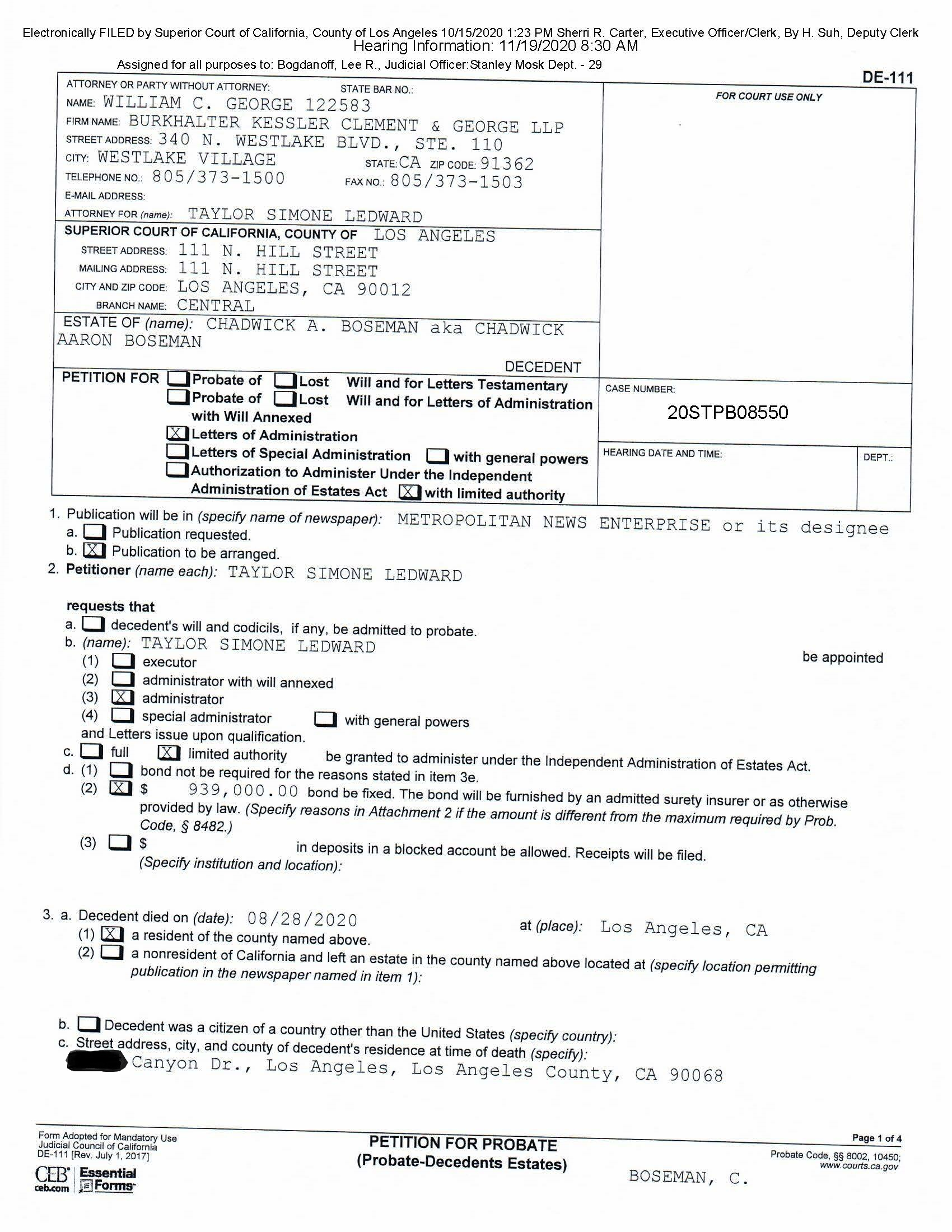 Chadwick Boseman Probate Documents From Los Angeles County Probate Chadwick Boseman Probate Documents From Los Angeles County Probate