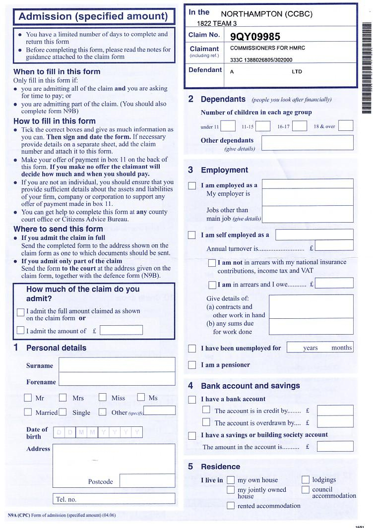 Claim Form Claim Form County Court Claim Form Claim Form County Court