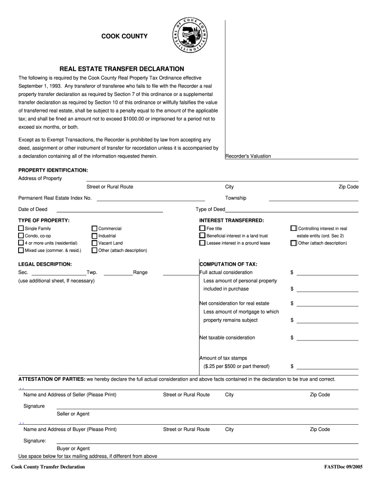 Cook County Real Estate Transfer Declaration Fill Out Sign Online Cook County Real Estate Transfer Declaration Fill Out Sign Online