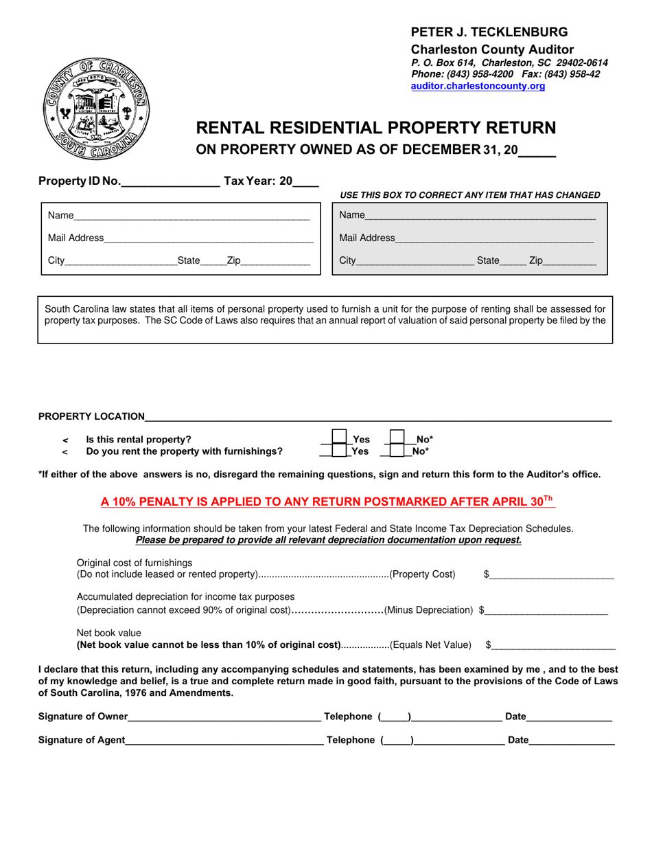 County Of Charleston South Carolina Rental Residential Property Return