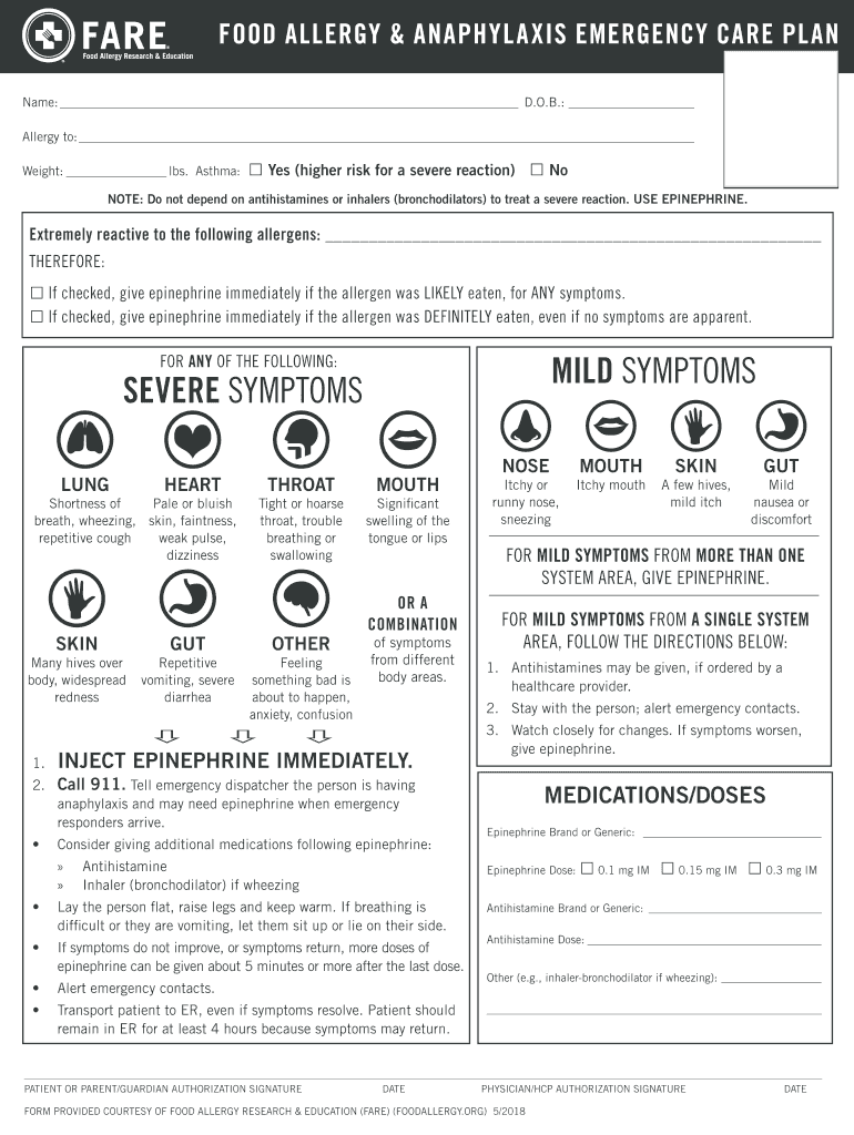 County Schools Allergy Form Fill Online Printable Fillable Blank