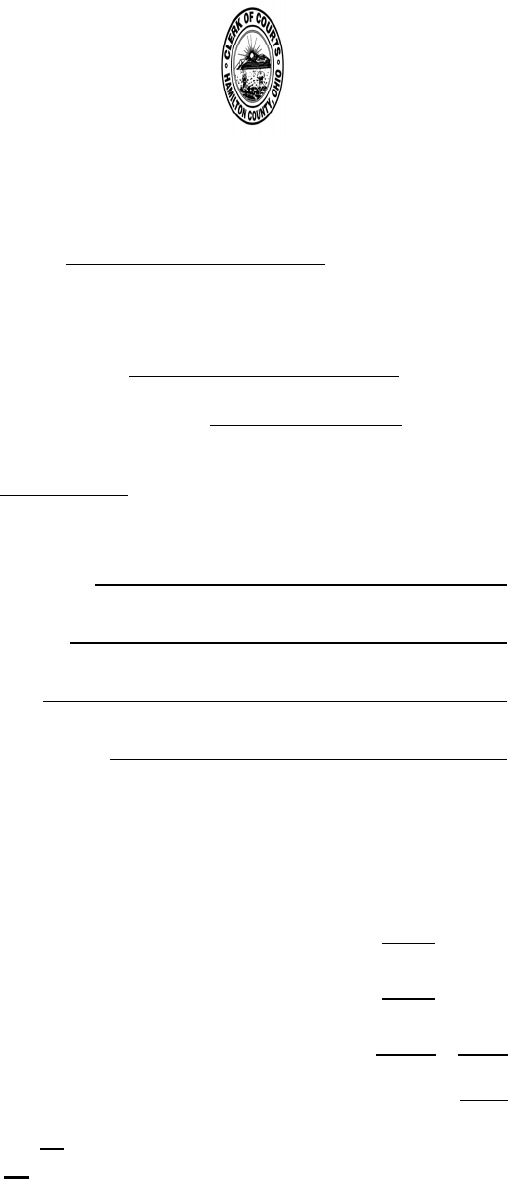 Fill Free Fillable CLERK OF COURTS HAMILTON COUNTY OHIO COURT Fill Free Fillable CLERK OF COURTS HAMILTON COUNTY OHIO COURT