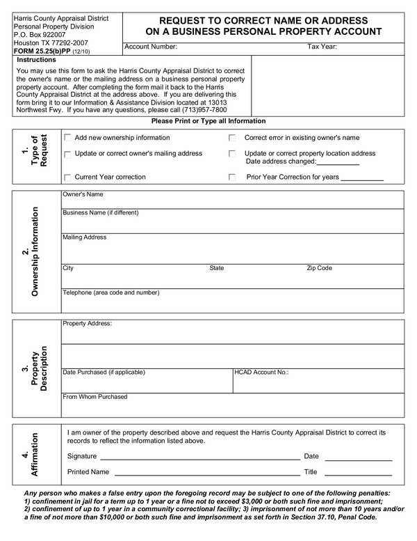 Fill Free Fillable Harris County Appraisal District PDF Forms