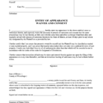 Fillable Entry Of Appearance Waiver And Consent Form County Of