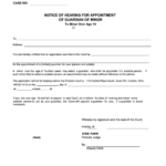 Fillable Notice Of Hearing For Appointment Of Guardian Of Minor