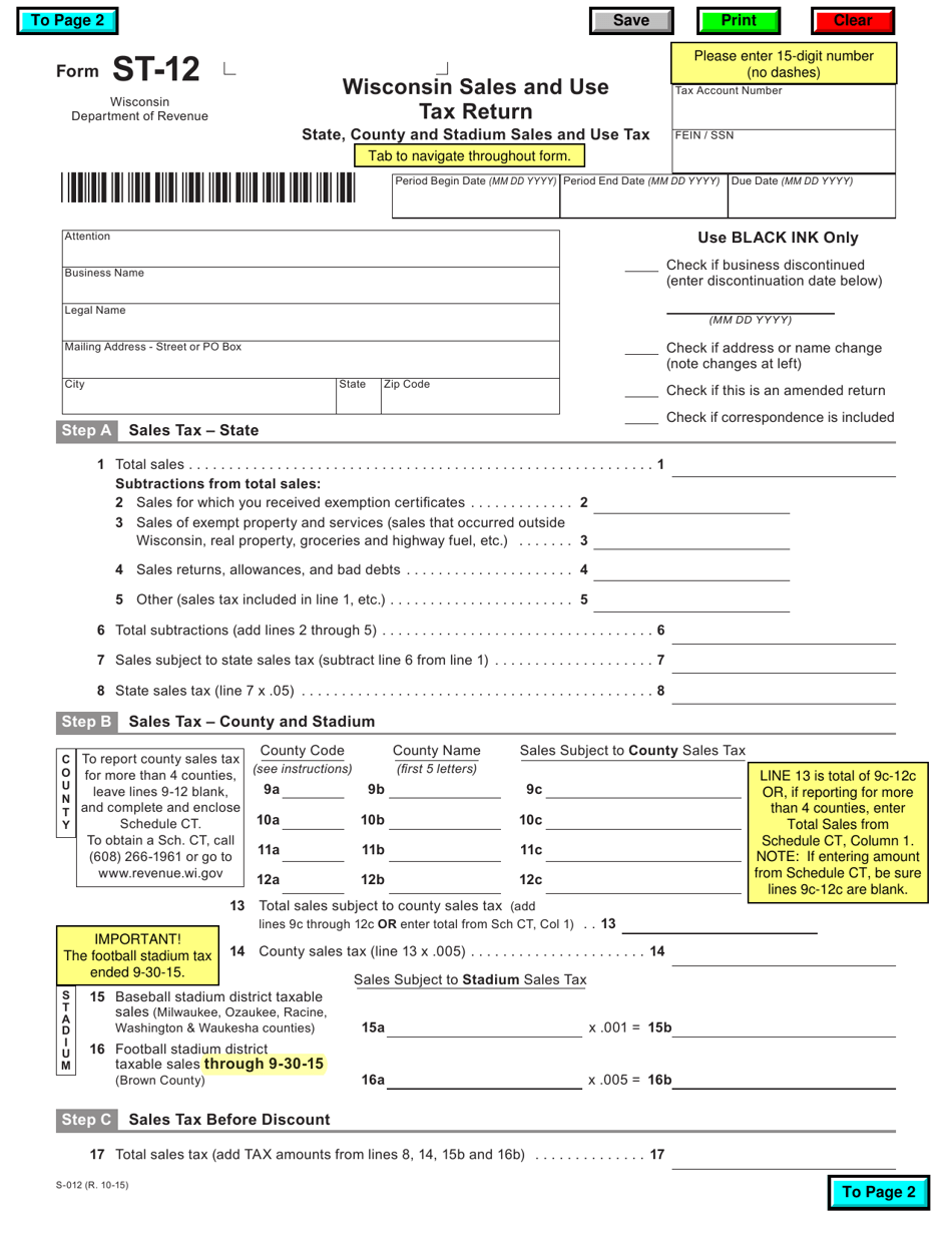 Form ST 12 Download Fillable PDF Or Fill Online Wisconsin Sales And Use Form ST 12 Download Fillable PDF Or Fill Online Wisconsin Sales And Use