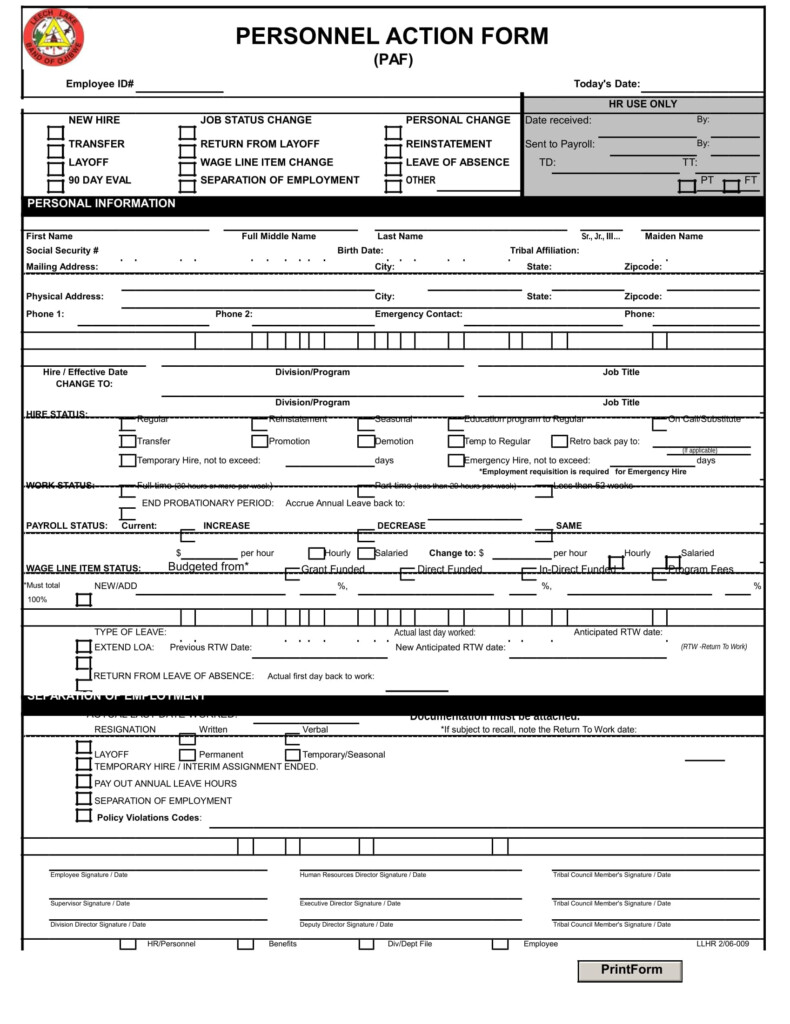 FREE 28 Personnel Action Forms In MS Word PDF Excel
