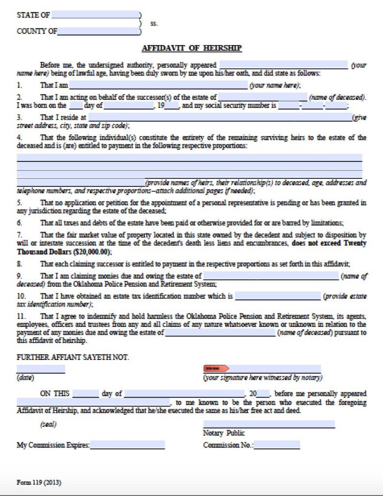 Free Oklahoma Affidavit Of Heirship Form Pdf Word Sexiz Pix