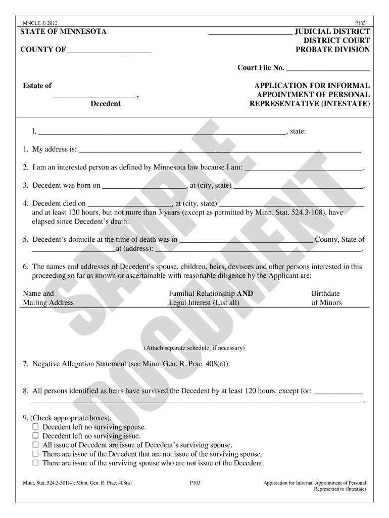Minn Stat 524 Fill Online Printable Fillable Blank PdfFiller