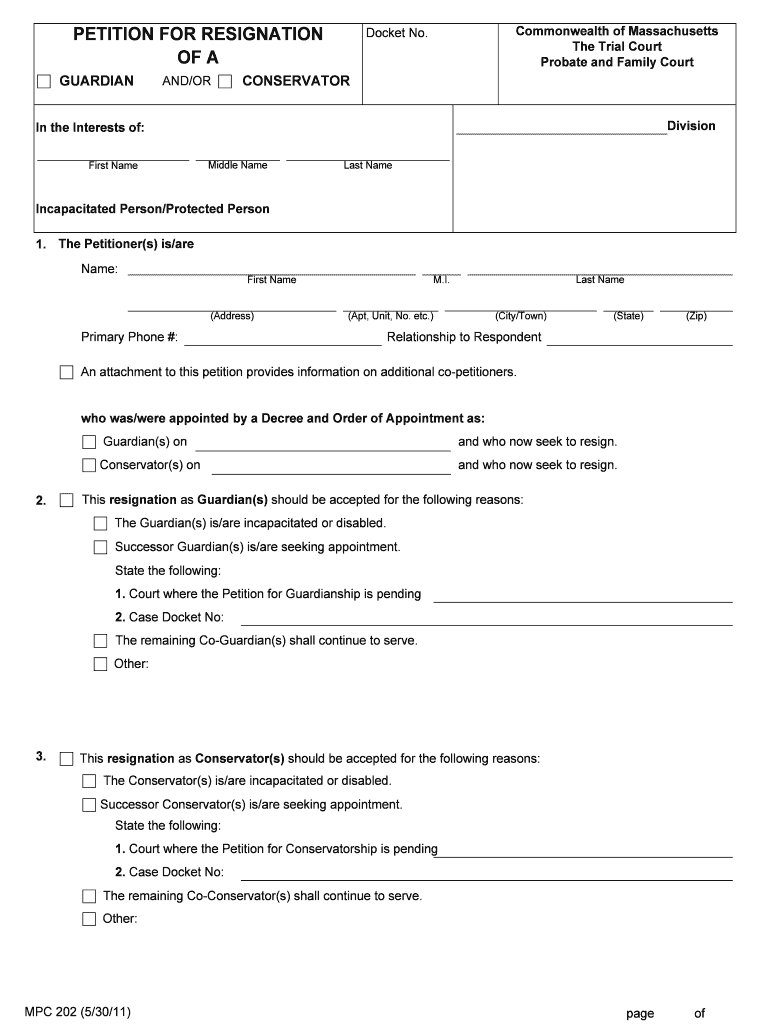 Petition For Resignation Of A Plymouth County Probate Form Fill Out Petition For Resignation Of A Plymouth County Probate Form Fill Out