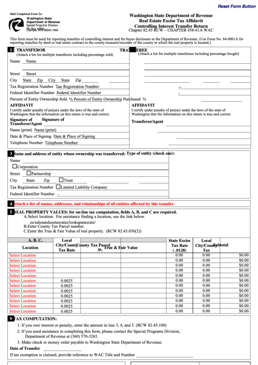 Pierce County Real Estate Excise Tax Affidavit Form AffidavitForm