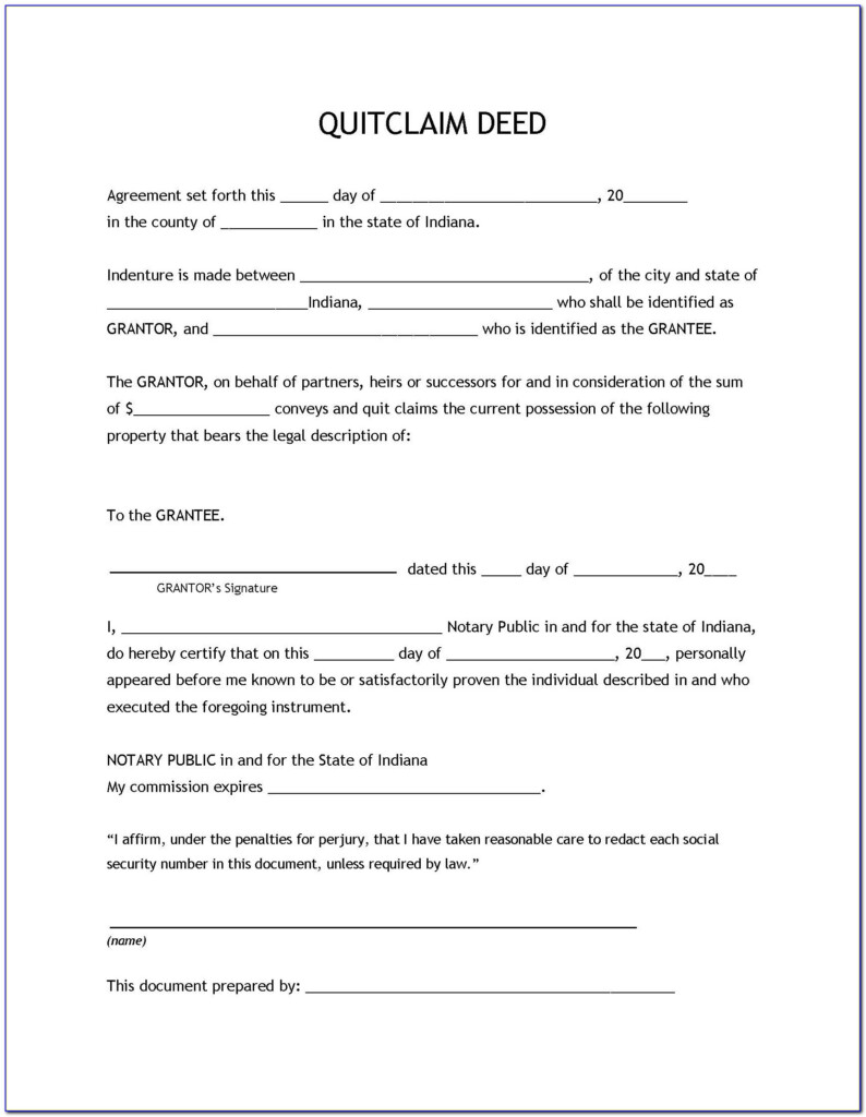 Quit Claim Deed Fillable Form Printable Forms Free Online