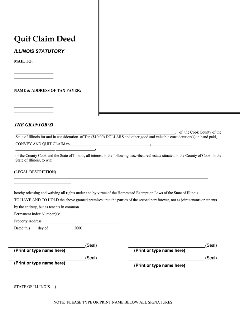 Quit Claim Deed Illinois Fill Out Sign Online DocHub