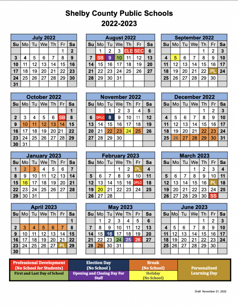 Shelby County Public Schools Calendar