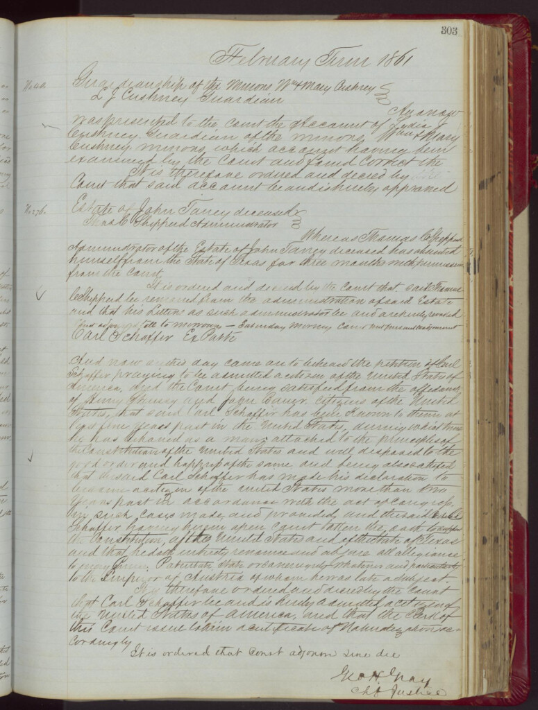 Travis County Probate Records Probate Minutes C Page 303 The 