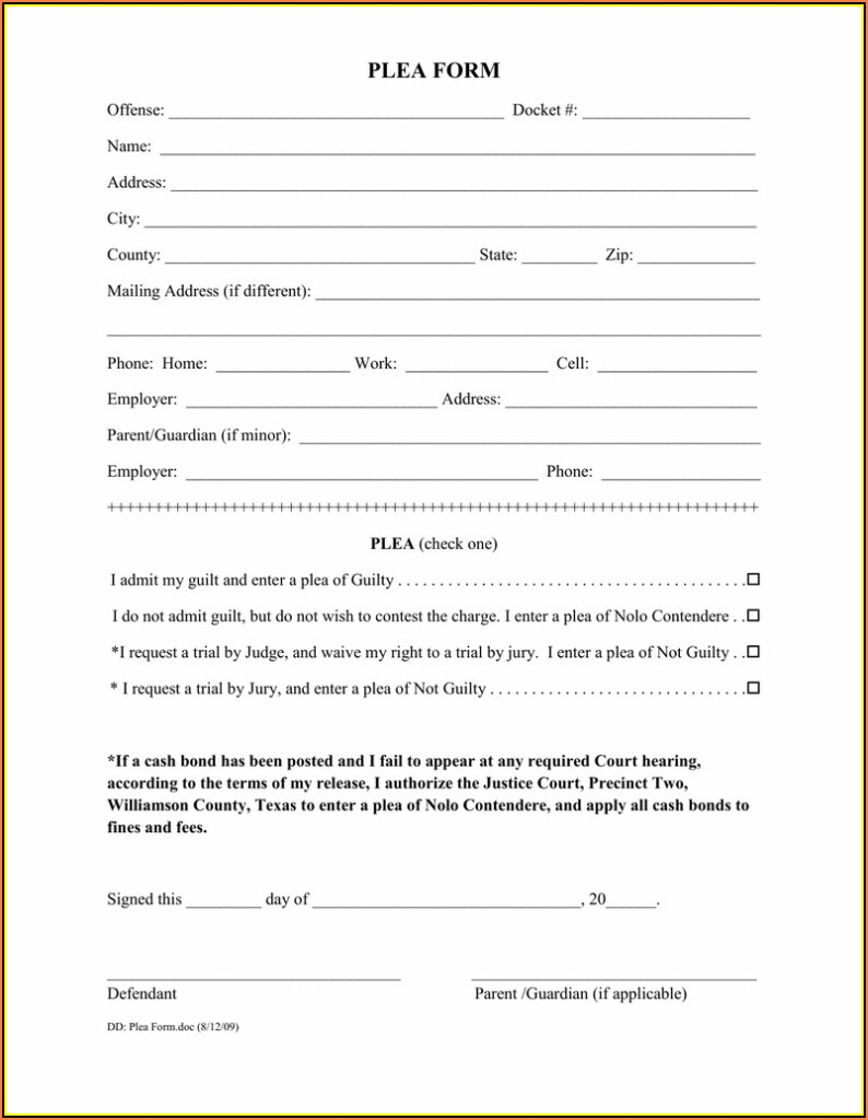 Williamson County Court Forms Form Resume Examples A19XPdQ94k